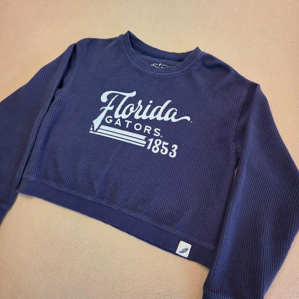 Florida Gators 1853 Ribbed Cropped Pullover Sweater Navy Blue Sz Medium